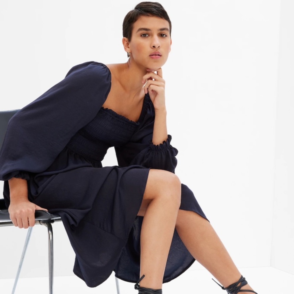 Smocked midi dress